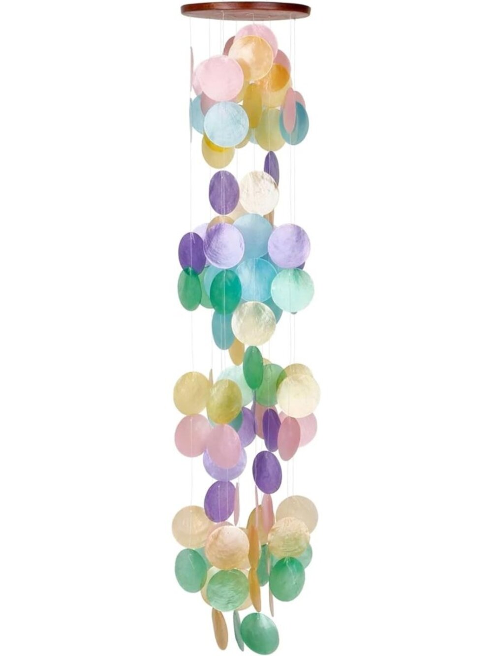 40'' Rainbow Capiz Wind Chimes - Outdoor Garden Décor, Relaxing Sound, Unique